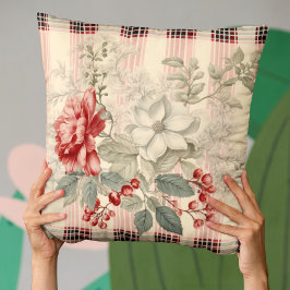 プエレガントリ赤と白ドフローラ クッション