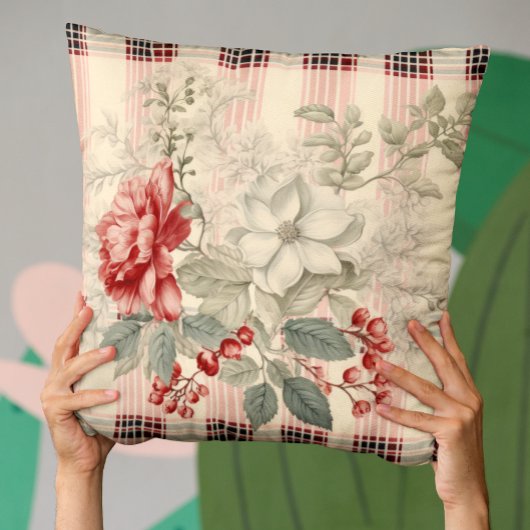 プエレガントリ赤と白ドフローラ クッション