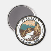 プカスクワ国立公園カナダ旅行ヴィンテージバッジ マグネット (正面/裏面)