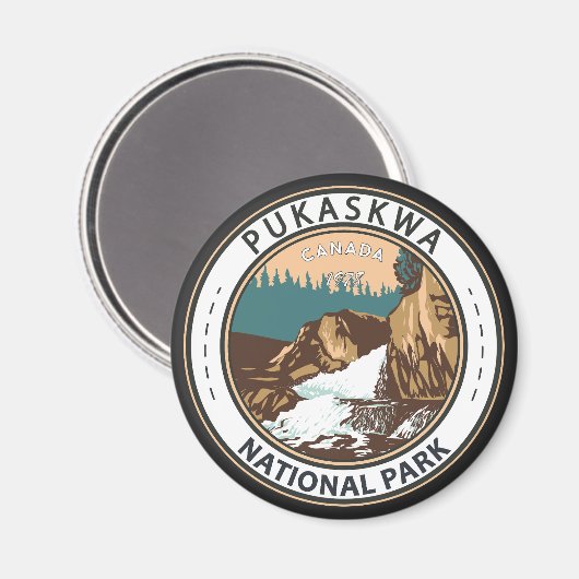 プカスクワ国立公園カナダ旅行ヴィンテージバッジ マグネット (正面/裏面)