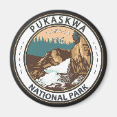 プカスクワ国立公園カナダ旅行ヴィンテージバッジ マグネット (正面)