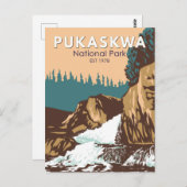 プカスクワ国立公園カナダ旅行芸術ヴィンテージ ポストカード (正面/裏面)