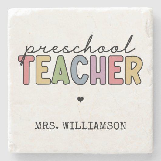 プカスタムレスクール先生パーソナライズされたギフト ストーンコースター (正面)