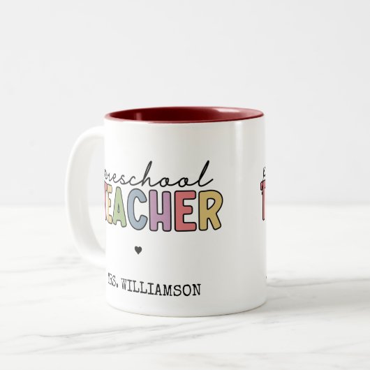 プカスタムレスクール先生パーソナライズされたギフト ツートーンマグカップ (正面左)