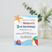 プカラフルールまたはビーチパーティの招待状子供へ 招待状 (スタンド正面)