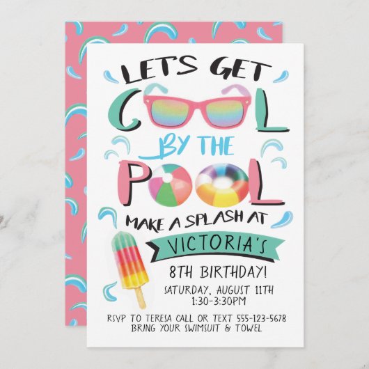 プクールール誕生日パーティーの招待状 招待状 (正面/裏面)