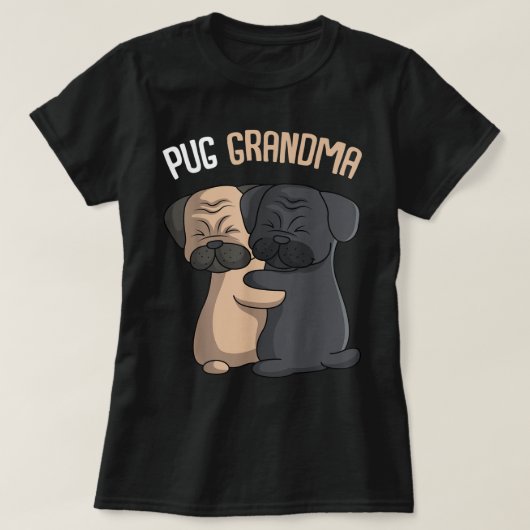 プグおばあちゃん犬ママ恋人オーナーウーマン Tシャツ (デザイン正面)