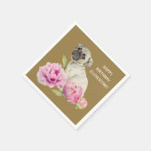 プグと牡丹 | 水の色絵を描の | バースデー スタンダードカクテルナプキン (角)
