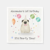 プグは犬の誕生日パーティーを許可 スタンダードカクテルナプキン (正面)