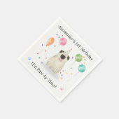 プグは犬の誕生日パーティーを許可 スタンダードカクテルナプキン (角)