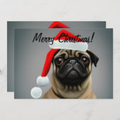 プグインクリスマスハットフラットホリデーカード シーズンカード (正面/裏面)