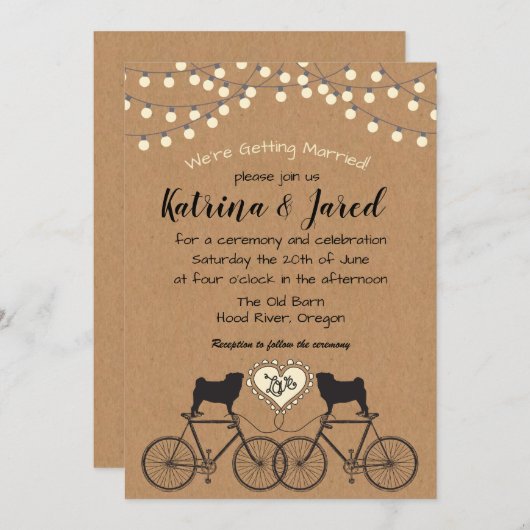 プグオンバイクパーティーライト結婚式招待状 招待状 (正面/裏面)