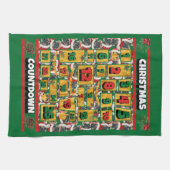 プグカウントダウンクリスマスアドベントカレンダードッグ キッチンタオル (横)