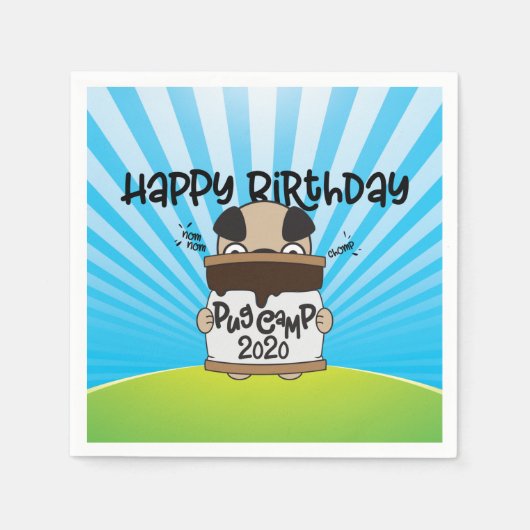 プグキャンプ2020ハッピーバースデー スタンダードカクテルナプキン (正面)