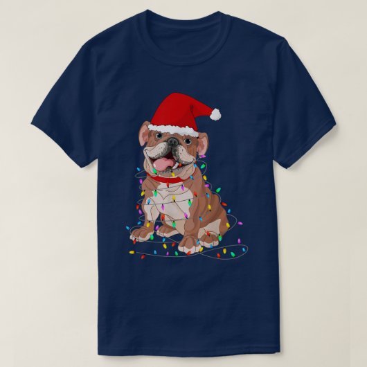 プグクリスマスツリーライトサンタドッグクリスマスボーイズPugm Tシャツ (デザイン正面)
