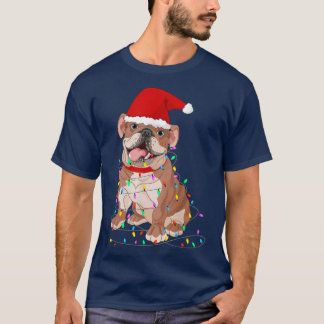 プグクリスマスツリーライトサンタドッグクリスマスボーイズPugm Tシャツ