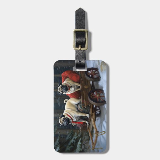 プグクリスマスフェスティバルシーズン ラゲッジタグ (正面縦)