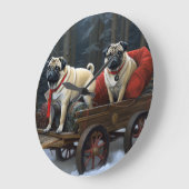 プグクリスマスフェスティバルシーズン ラージ壁時計 (傾斜)