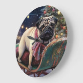 プグクリスマスフェスティバルシーズン ラージ壁時計 (傾斜)