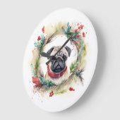 プグクリスマスリースフェスティバルカップ ラージ壁時計 (傾斜)
