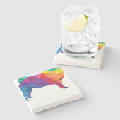 プグゲイプライドLGBTレインボーフラグTシャツ愛犬家 ストーンコースター (横)