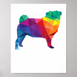 プグゲイプライドLGBTレインボーフラグTシャツ愛犬家 ポスター