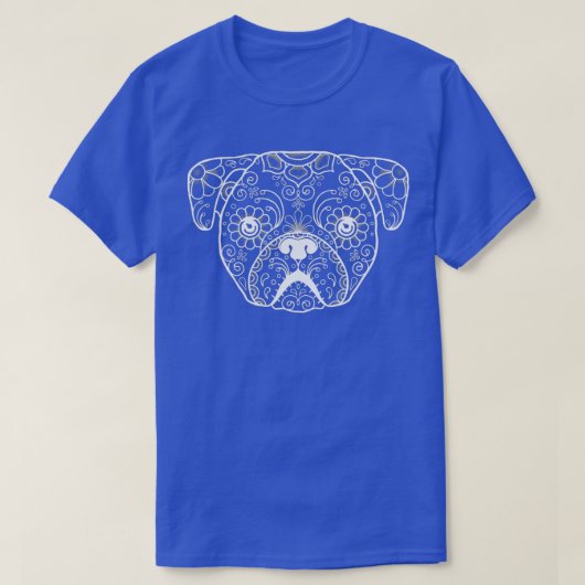 プグシュガースカルデーオブザデッドpug愛犬家 tシャツ (デザイン正面)