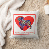 プグシルエットドッグ赤いハート母の日 クッション (ブランケット)