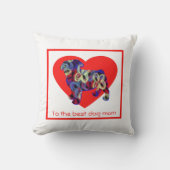 プグシルエットドッグ赤いハート母の日 クッション (正面)