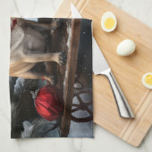 プグスノイそりクリスマスデコール キッチンタオル (四つ折り)