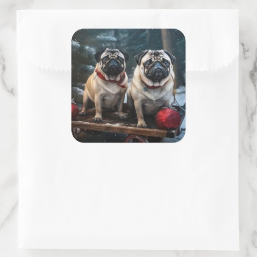 プグスノイそりクリスマスデコール スクエアシール (バッグ)