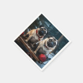 プグスノイそりクリスマスデコール スタンダードカクテルナプキン (角)