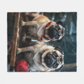 プグスノイそりクリスマスデコール フリースブランケット (正面(横))