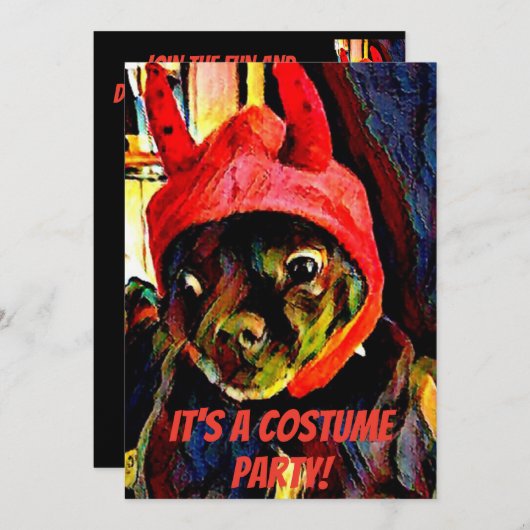 プグデビルハロウィーンの衣装パーティー 招待状 (正面/裏面)