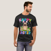 プグドッグハッピーイースター卵狩りバニーイヤープグイースト Tシャツ (正面フル)
