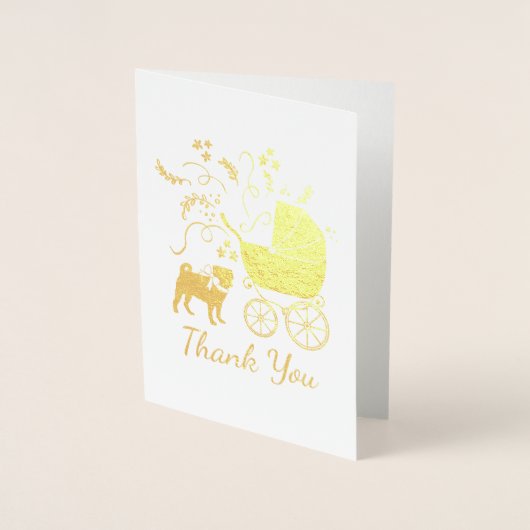 プグドッグパーティーテーマお祝い 箔カード (正面)