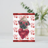 プグハートドッグラバーバレンタインギフト シーズンポストカード (スタンド正面)