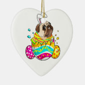プグバニー耳エッグイースターデーかわいい犬の恋人 セラミックオーナメント (右)