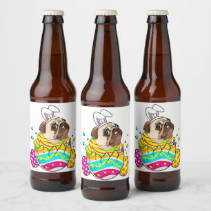 プグバニー耳エッグイースターデーかわいい犬の恋人 ビールラベル