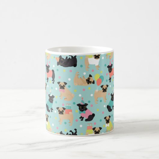 プグバースデーパーティーお祝い コーヒーマグカップ (中央)