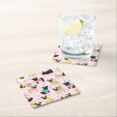 プグバースデーパーティーお祝い スクエアペーパーコースター (インサイチュ)