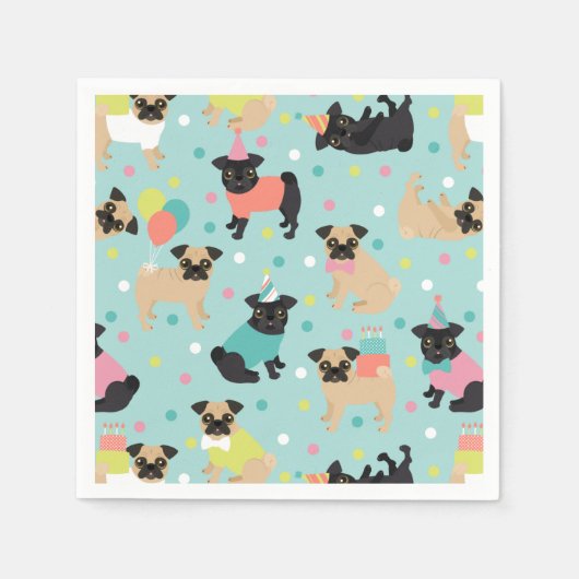 プグバースデーパーティーお祝い スタンダードカクテルナプキン (正面)