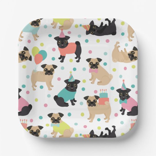 プグバースデーパーティーお祝い ペーパープレート (正面)