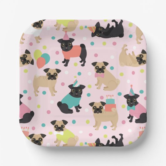 プグバースデーパーティーお祝い ペーパープレート (正面)