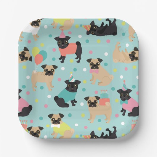 プグバースデーパーティーお祝い ペーパープレート (正面)