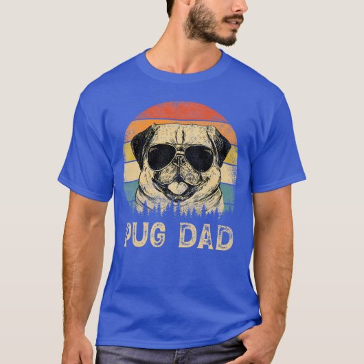 プグパパ愛犬家ファーザーズデイレトロ Tシャツ (正面)