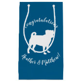 プグパーティーブルーテーマお祝い スモールペーパーバッグ (正面)