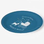 プグパーティーブルーテーマお祝い ペーパープレート (アングル)