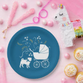 プグパーティーブルーテーマお祝い ペーパープレート (パーティー)