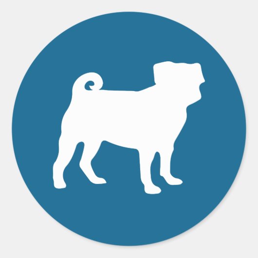 プグパーティーブルーテーマお祝い ラウンドシール (正面)